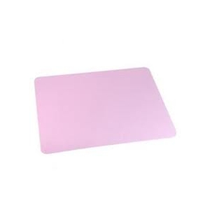 Pink sticky note pad tilted to the left, with rounded corners.