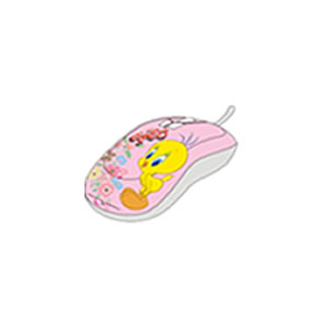 Pink children's slipper with Tweety Bird design and floral accents.