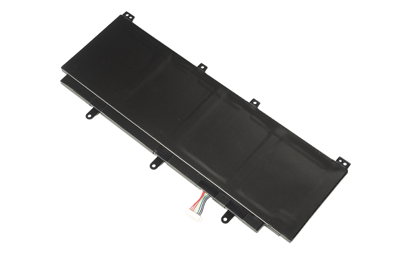 BATAS13901A-B - Computech-Solutions Black rectangular laptop battery pack with a multicolored wire connector at one end