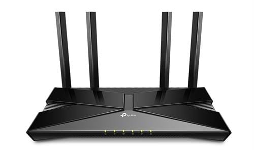 ARCHERAX10 ComputechSolutions Black wireless router with four external antennas and LED indicators on the front panel.