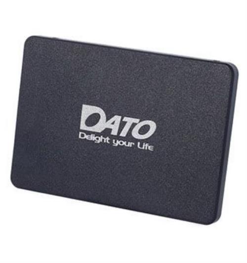 DS700-256GB - Computech-Solutions Black portable external hard drive with the DATO logo and slogan 'Delight your Life' on the surface.