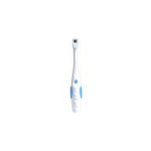 MAN-2000 - Computech-Solutions Electric toothbrush with white handle and blue accents standing upright on a plain background