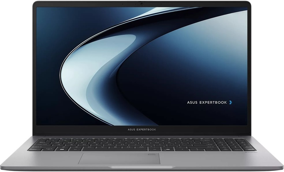 PM1503CDA-R516512G1W - Computech-Solutions Open silver ASUS ExpertBook laptop with a large display and dark keyboard, shown from a front angle.