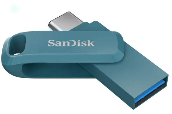SDDDC3-064G-G46NBB - Computech-Solutions Blue SanDisk USB flash drive with a swiveling cap and USB-A connector visible