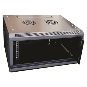 ZA-CAB4U - Computech-Solutions Front view of a rack-mount server chassis with an open bay and two cooling fans on top, ready for drives and components