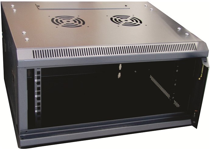 ZA-CAB4U - Computech-Solutions Front view of a rack-mount server chassis with an open bay and two cooling fans on top, ready for drives and components