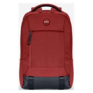 140424 - Computech-Solutions Red backpack with a black base, front zip pocket, top handle, and small round logo on the front.