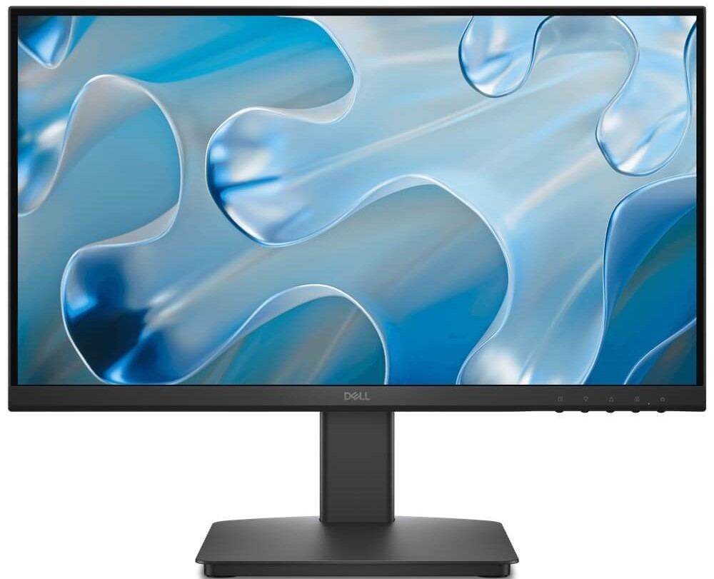 210-BQZS - Computech-Solutions Dell computer monitor on a stand with a blue abstract wallpaper on the screen.