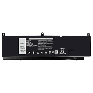 Black rectangular laptop battery with a label reading 95Wh standard rechargeable Li-ion battery; Made in China, safety and compliance icons visible on the label.