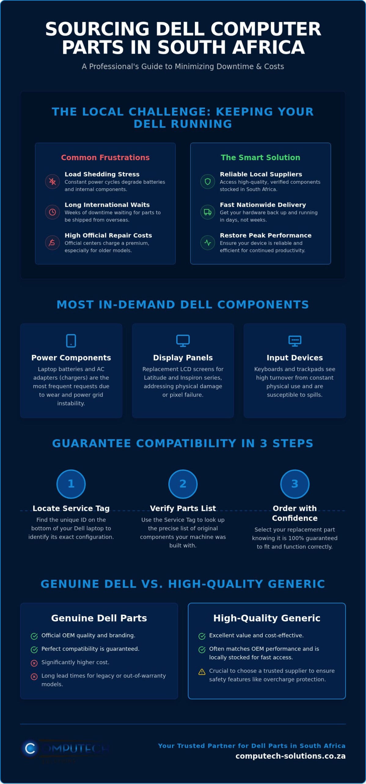 Dell Computer Parts South Africa The Complete Replacement Guide 2026 Infographic ComputechSolutions Dell Computer Parts South Africa: The Complete Replacement Guide (2026)