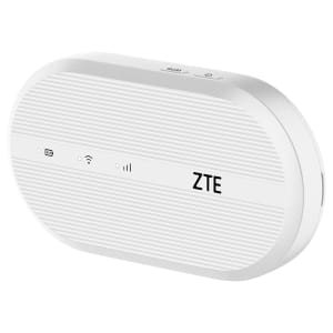 U10LS ComputechSolutions White ZTE portable Wi‑Fi hotspot with ribbed front panel and top control buttons.