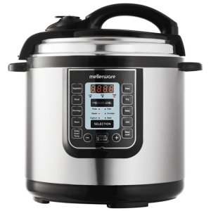 27406 - Computech-Solutions Mellerware electric pressure cooker with stainless body and digital control panel on the front panel