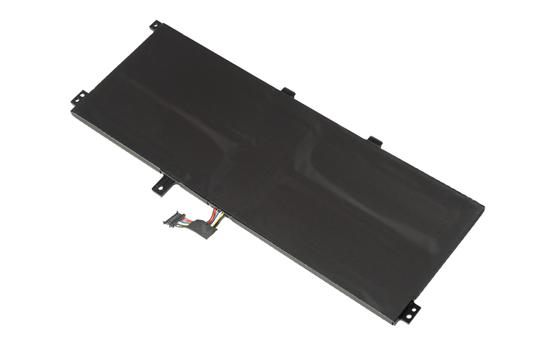 BATLEN17301A-B - Computech-Solutions Black rectangular laptop battery with a multi-wire connector on one end and mounting tabs on the sides (removable power source).