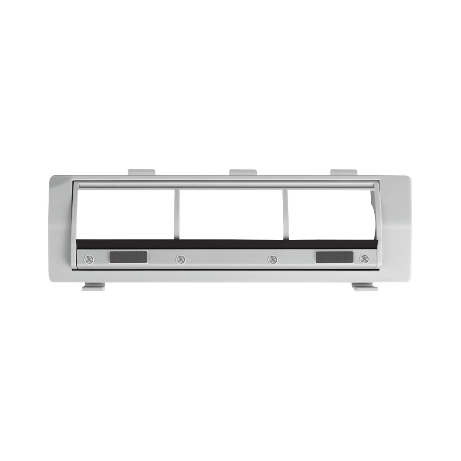 BHR08LSGL_Xiaomi_Robot_Vacuum_RV_H50_PRO_H50_S40_P_wr_02jpg - Computech-Solutions Front view of a closed car stereo head unit with a wide rectangular frame and mounting tabs at the sides (no display visible).