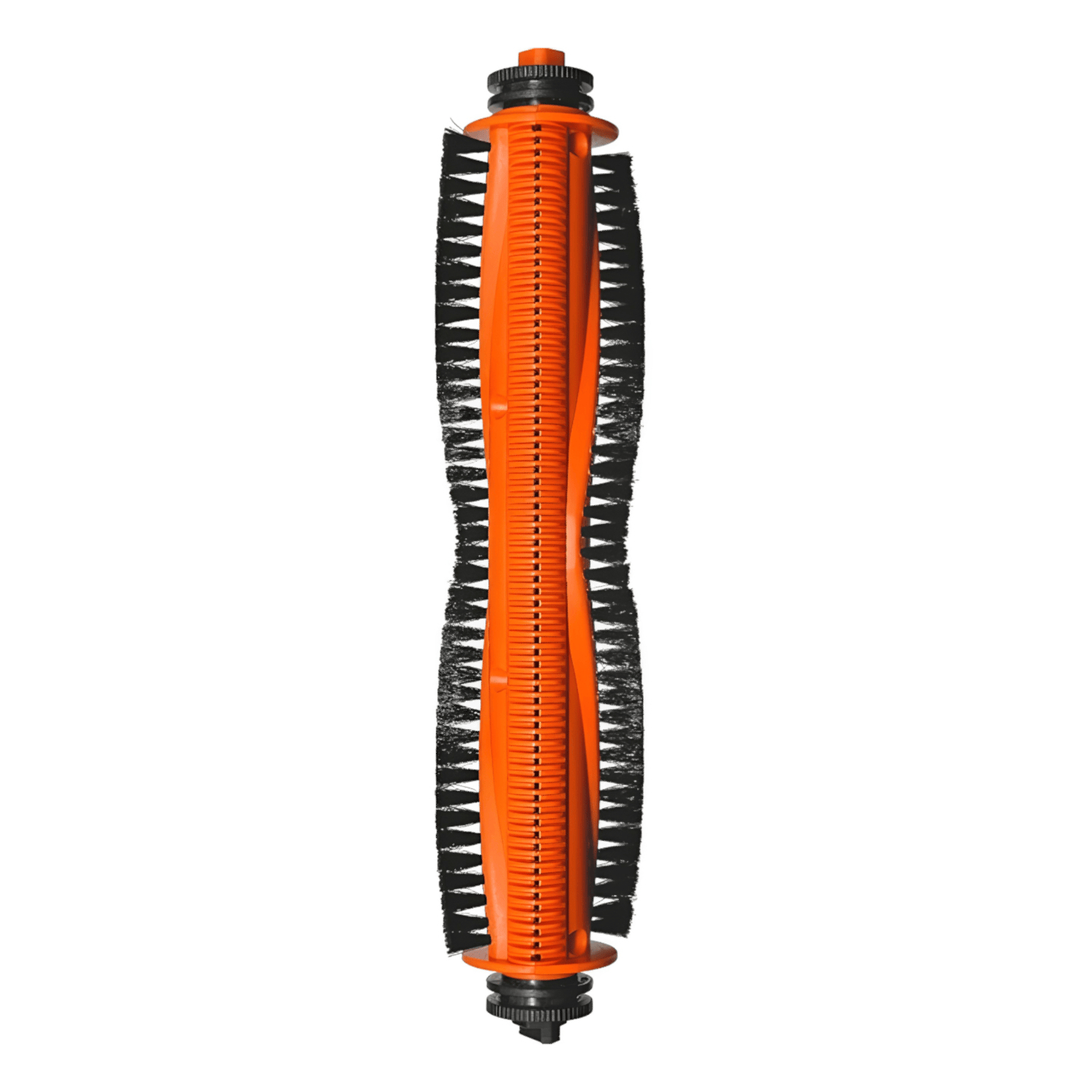 BHR9689GLXiaomiRobotVacuumX20AntitangleHairwr01png ComputechSolutions Orange cylindrical roller brush with black bristles on both sides, viewed from top, likely a cleaning/scrubbing roller