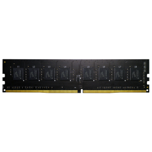 GP432GB3200C22SC_GeIL-Pristine-32GB-DDR4-3200MHz-UDIMM-Desktop-Memory_wr_01jpg - Computech-Solutions Black RAM memory module with gold edge connector pins along the bottom edge.