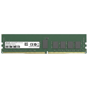 Green RAM DIMM module with gold edge connector and sticker labeling (HIKSEM I) for DDR4 memory; used in PCs.