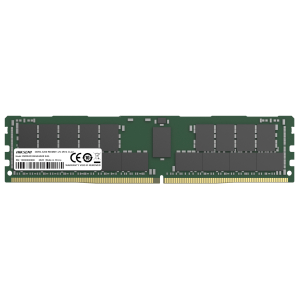 DDR4 computer RAM module on a green PCB with gold edge connector and a white label showing model/brand details (HIKSEMI)