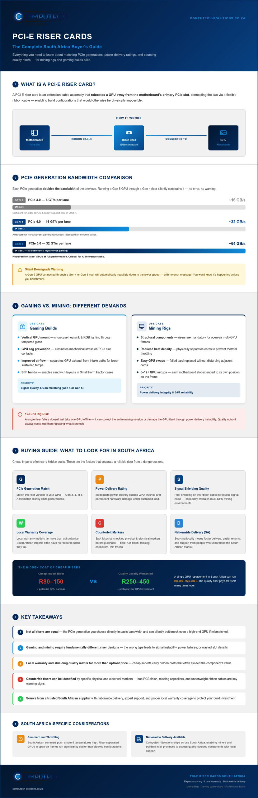 PCI-E Riser Cards in South Africa: The 2026 Hardware Selection Guide