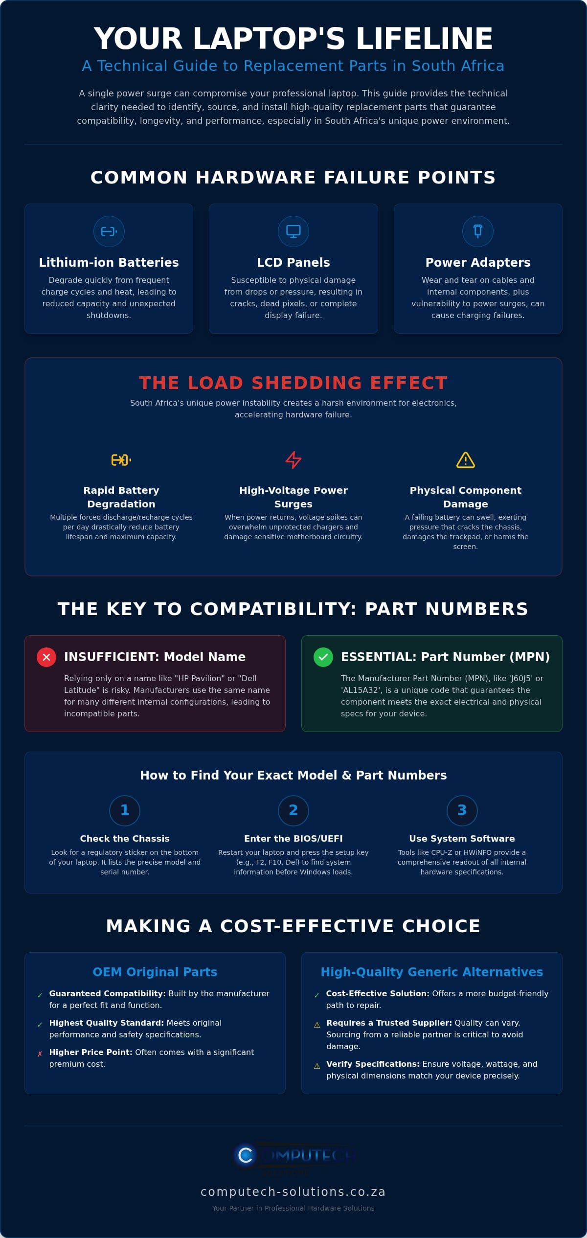 The Comprehensive Guide to Laptop Replacement Parts in South Africa 2026 Infographic ComputechSolutions The Comprehensive Guide to Laptop Replacement Parts in South Africa (2026)