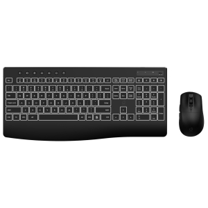 WX-CO105_WINX-DO-Business-Backlit-Wireled-Keyboard-and-Mouse-Combo-Black_wr_01ajpg - Computech-Solutions Top-down view of a black wireless keyboard with a separate wireless mouse on a white background