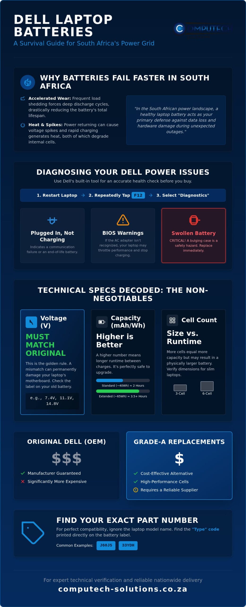 Dell Laptop Battery South Africa The 2026 Replacement Maintenance Guide Infographic ComputechSolutions Dell Laptop Battery South Africa: The 2026 Replacement & Maintenance Guide