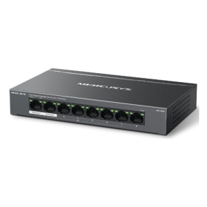 MS108GP ComputechSolutions Mercusys 8-port Ethernet switch with front-panel LED indicators and power label on the right.