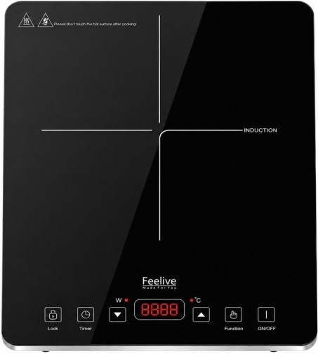 SK20CB16T ComputechSolutions Induction cooktop with black glass surface, white markings, and a red digital timer display at the bottom center.