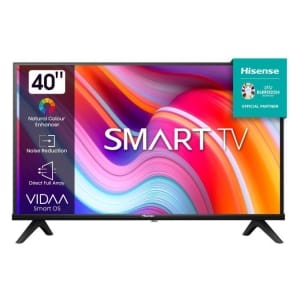 40A4K ComputechSolutions 40-inch Hisense SMART TV with a vibrant, colorful screen and Euro 2024 badge in the corner