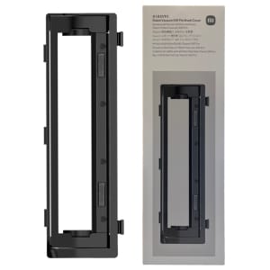 Black brush cover/frame attachment for a Xiaomi robot vacuum shown beside its packaging box labeled Xiaomi Robot Vacuum S40 Pro Brush Cover as a replacement part.