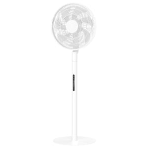 BHR08UQEUXIAOMIMIJIASMARTSTANDINGFANPROwr022png ComputechSolutions White floor-standing pedestal fan with a circular grille and adjustable-height stand against a white background, showing the control panel on the shaft.