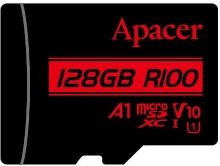 AP128GMCSX10UBR ComputechSolutions Apacer 128GB microSDXC memory card (R100) with A1, V10, UHS-I ratings
