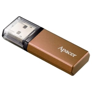 AP64GAH25CJ1 ComputechSolutions Bronze-colored USB flash drive with a transparent cap and the Apacer logo on the body.