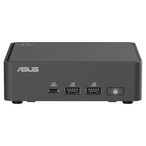 ASUS compact dark-gray USB hub with a USB-C 20G port, two USB-A 10G ports, and a power button on the right.