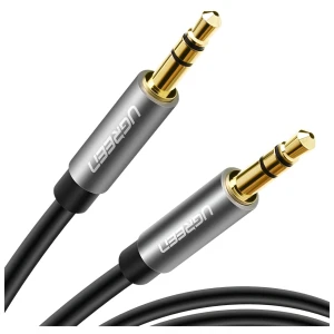 Dual gold-plated 3.5mm audio plugs on a black cable