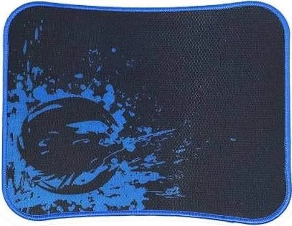 Q6BLUEMP004 ComputechSolutions Dark blue mouse pad with a bright blue edge and an abstract splash design on the left side.