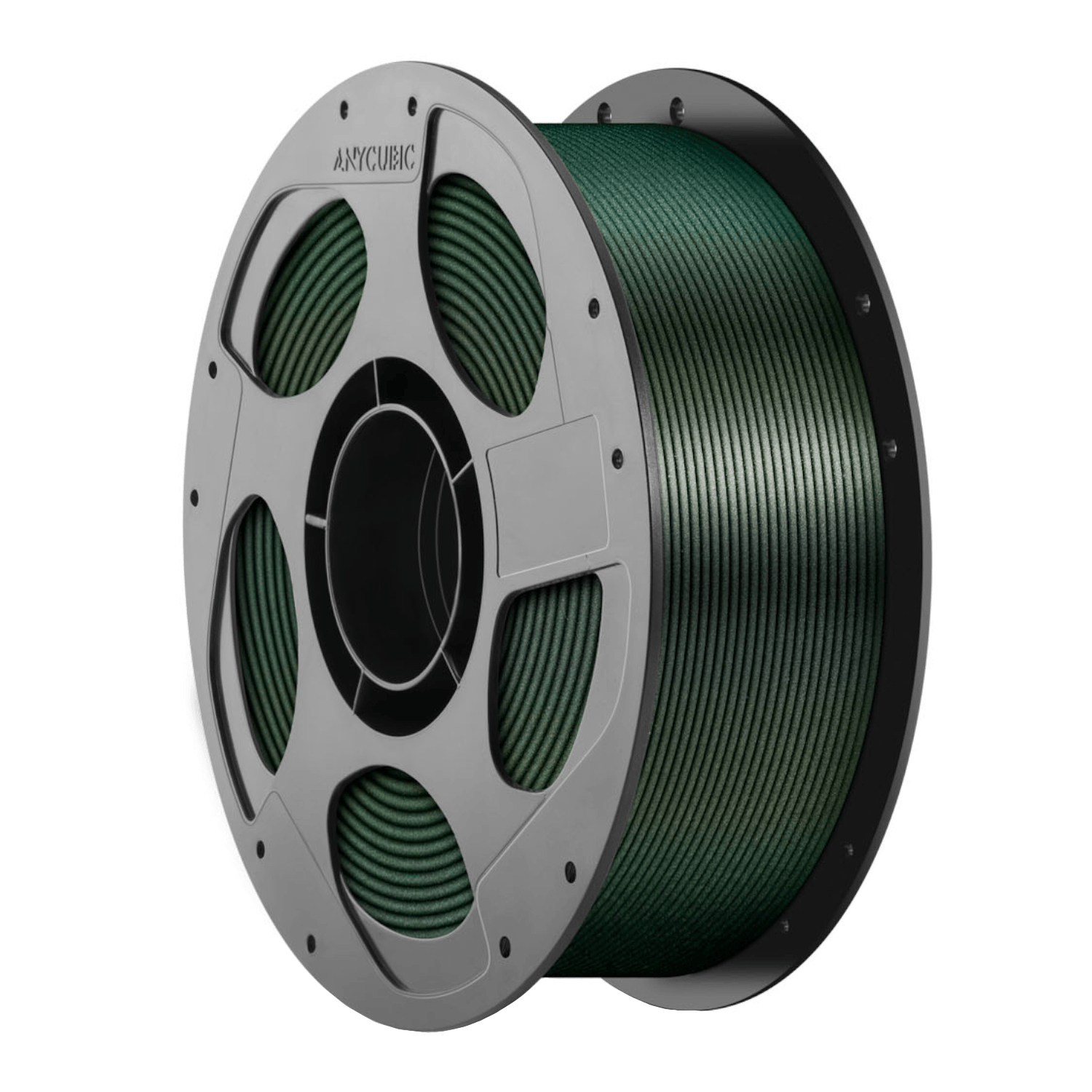 AHXKGG10AnycubicPLAGalaxyFilament1kgGreenwr01png ComputechSolutions Green 3D printer filament wound on a gray spool with a black core center.