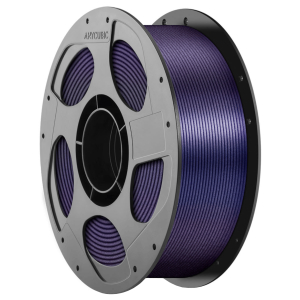 Purple 3D printer filament spool on a gray core, ready for printing.