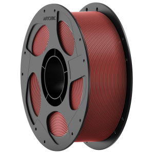 HPFVR10AnycubicPETGCFSatinCarbonFiberFilament1kgSyrupBrownwr01jpg ComputechSolutions Red 3D printer filament spool wound around a gray spool hub, ready for use
