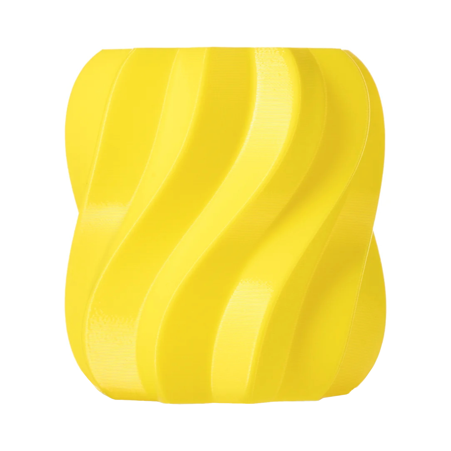 HTAVY10AnycubicTPU68DfilamentYellowwr01jpg ComputechSolutions Close-up of bright yellow satin ribbon curled into loops with a glossy finish.
