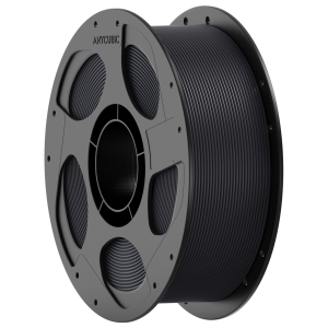 Large gray spool holding dark blue filament wound in even coils, designed for 3D printing