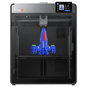 KS1MBK0BOAnycubicKobraS1MAX3DPrinterwr01bjpg ComputechSolutions 3D printer printing a blue rocket-shaped model on its bed