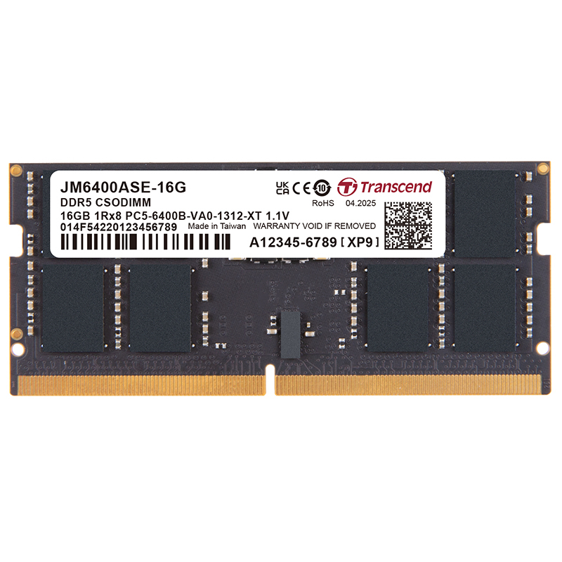 LaptopSODIMMRAMTranscend16GB1x16GBJM6400ASE16G6400CL52CSODIMMDDR5RAM2jpg ComputechSolutions