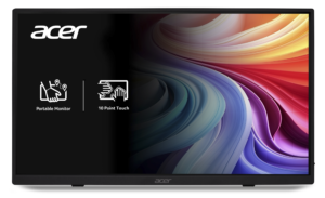 Acer 15.6" Portable Touch FHD IPS Screen 16:9 HDR10 1x miniHDMI + 2xType-C + Speakers + Audio out Wall Mountable Includes Cover (USB Type C/ Mini HDMI TO HDMI and USB Type C To USB cables included) 1 YR Warranty (PM161QT)