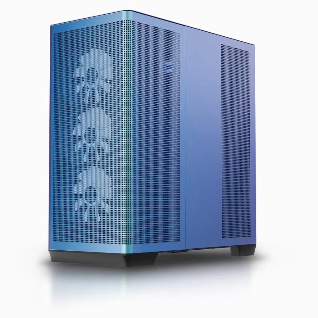 c1rcfgallery119ukkwebp ComputechSolutions Blue server tower with perforated front panels and visible cooling fans at the lower left side.