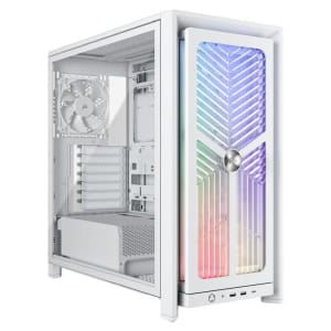 cc9011303wwcomputercases1240416971jpg ComputechSolutions White mid-tower PC case with a transparent side panel and multicolor RGB front lighting, exposing internal components and fans.